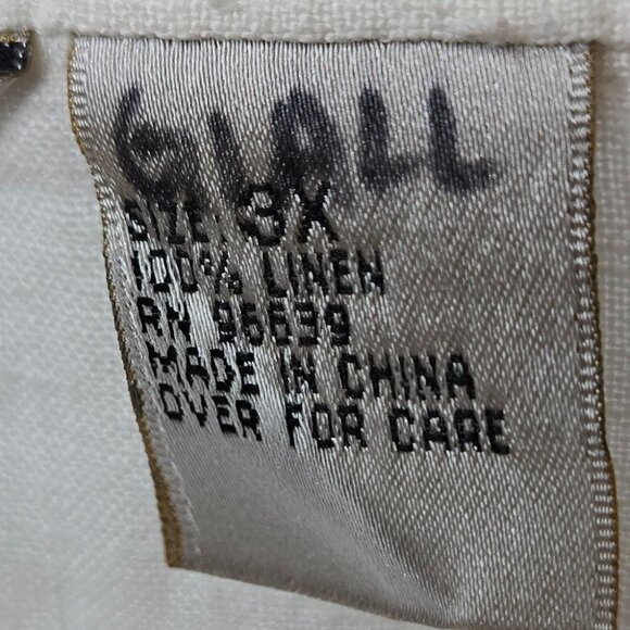 Edward Irish 100% Irish Linen Women White Metallic Gold Floral Embroidered 3X - Picture 9 of 9